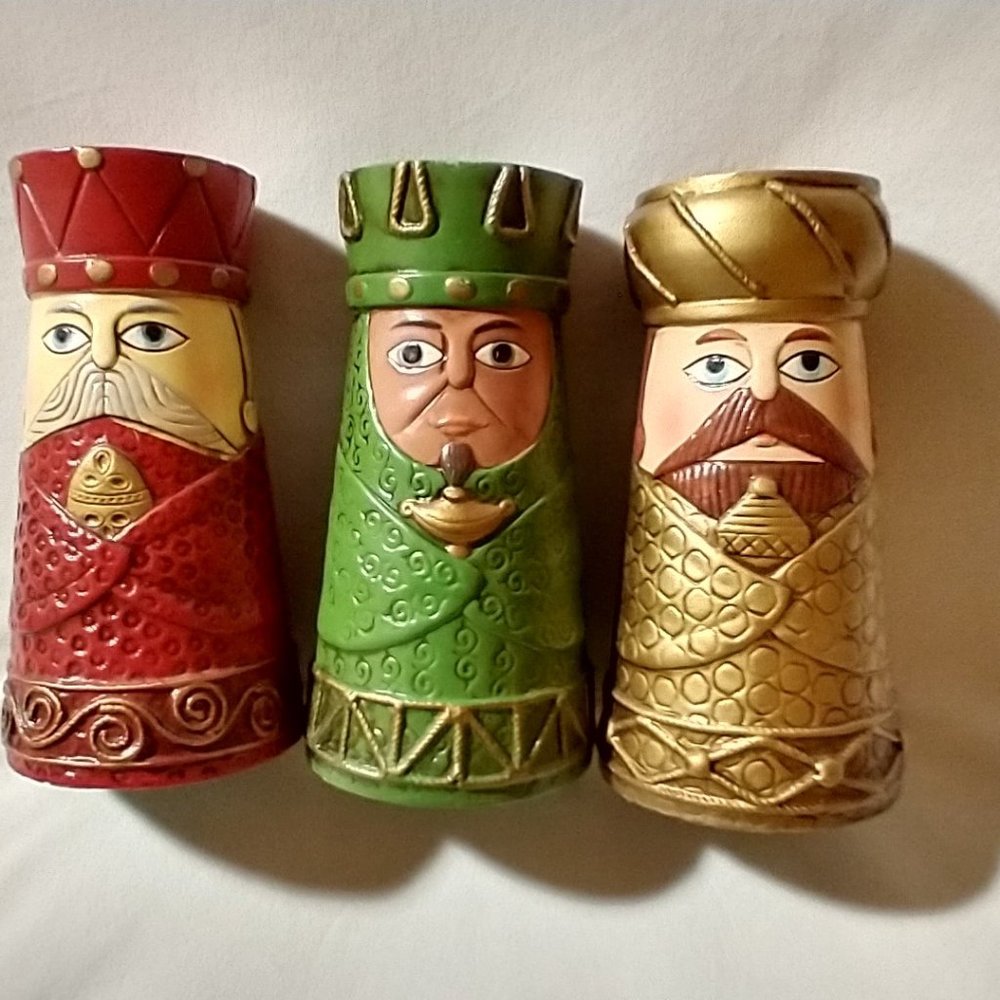 Set of 3 Vintage Dickson Japan Mid Century Three Wise Men Candle Holders